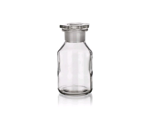 Склянка 500 мл БС Simax, круглая, широкая шлифованная горловина, стеклянная шлифованная пробка, 9 шт./уп.