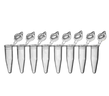 Пробирки для ПЦР в стрипах, 0,2 мл, 1×8, плоская крышка, 125 шт./уп., 1250 шт./кор.