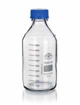 Бутыль 500 мл, БС до 500 °С, d горла внешний 45 мм, с завинчивающейся крышкой, круглая, светлое стекло, 1 шт/уп