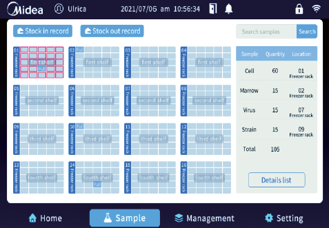 Дисплей морозильника до -86 °С, 568 л, Dual Guard, сенсорный экран, MD-86L568BS, Midea