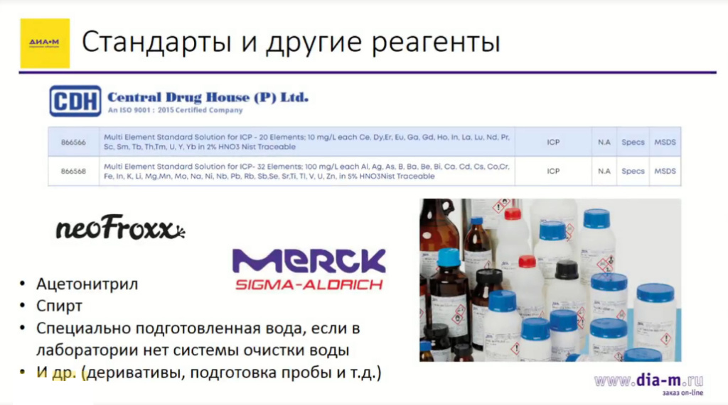 Стандарты и другие реагенты