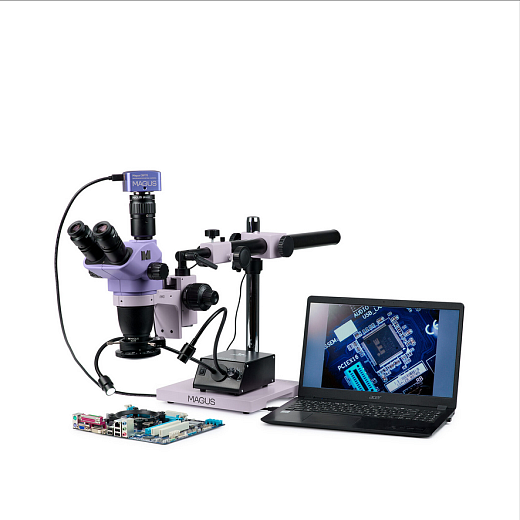 Микроскоп стерео, до 55х, по схеме Грену, с камерой и монитором, Stereo D8TR LCD, Magus