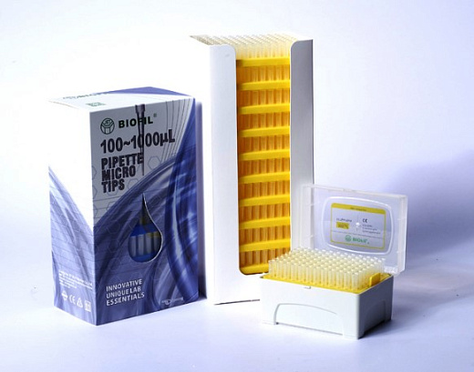 Наконечники до 10 мкл, универсальные, стерильные, без фильтра, прозрачные, 96 шт./упак., 1920 шт./кор., Jet Biofil, Китай