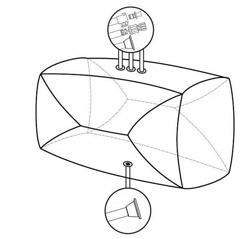 Мешки для сбора, хранения и транспортировки культуральной жидкости 3D Productainer BPCs, 1000 литров, материал ASI 26/77, 4 порта, широкий Фото 1