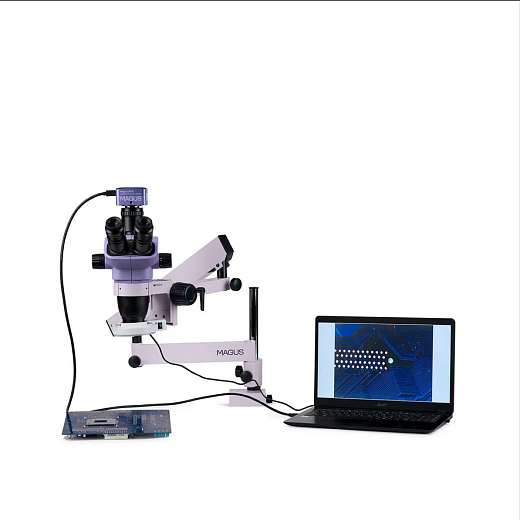 Микроскоп стерео, до 45х, по схеме Грену, для ремонта и пайки, Stereo D7TR, с цифровой камерой CBF10