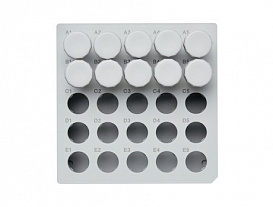 Штатив для пробирок 5 мл, 25 мест, полипропилен, прозрачная крышка, 4 шт./уп.