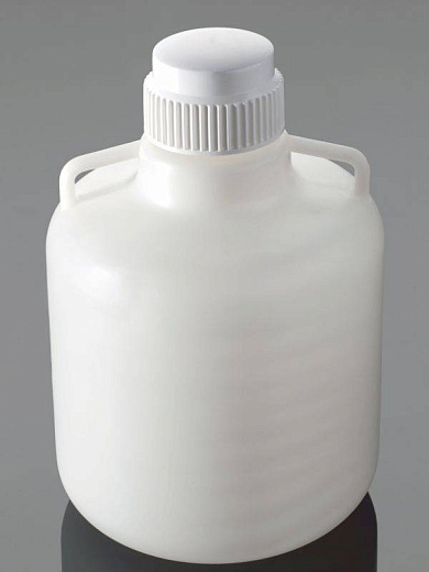 Бутыль, 10 л, круглая, крышка винтовая, белый ПП, Glassco