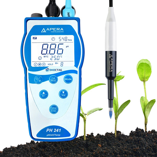 рН-метр, -2-16±0,01, портативный, электрод LabSen 553, PH241SL, серия 240, для почвы, Apera Instruments