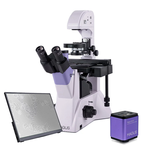 Микроскоп биологический инвертированный цифровой, с монитором, тринокуляр, MAGUS Bio VD350 LCD, Magus