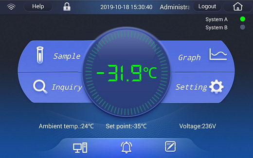 Морозильник  -86 °С, вертикальный, 729 л, сенсорный дисплей, частотно-регулируемый привод компрессора, DW-86L729BPT, Haier