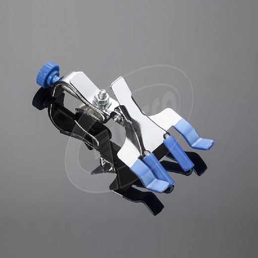 Зажим штативный для бюреток, 4 лапки, с муфтой, хромированная сталь, 12 шт./уп., Glassco