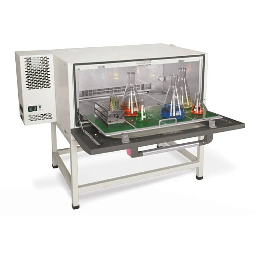 Шейкер-инкубатор c CO₂, 257 л, ампл. 1-50 мм, 30-300 об/мин, от +4 до +60°С, с охлаждением, платформа 850×450 мм, колбы до 5 л, ZWYC-290A, с открытой дверцей