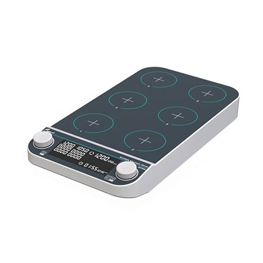 Магнитная мешалка без нагрева, объем по воде 0,5 л на 1 место, 6 мест, платформа 110×110 мм на 1 место, 50-1500 об/мин, MMS6Pro