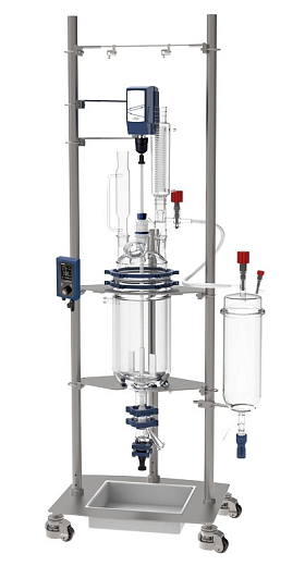 Реактор химический 10 л, EZChem, DN200, с рубашкой, с верхнеприводной мешалкой OHS.4DF