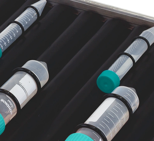 Роллер-мини для пробирок и бутылей, фиксация пробирок