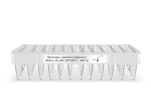 Планшет с индексированными праймерами первого набора для подготовки полногеномных библиотек на платформе Illumina в системе двойного индексирования, Raissol