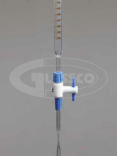 Бюретка 10 мл, ц.д. 0,05 мл, класс B, тип 1, исп. 1, с прямым съемным тефлоновым краном, 1 шт., Glassco