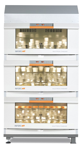 Шейкер-инкубатор, 25 или 50 мм, от 12° С ниже t комн до +65° С, платформа 850×470 мм, 3 яруса, Multitron Standard, Infors