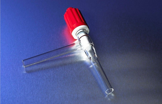 Кран химический, двухходовой, угол 90°, диаметр 0-6 мм, стекло, ПТФЭ