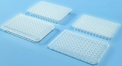 Планшеты для ПЦР, 96-лун., с полуюбкой, низкий профиль, бесцветные, полипропилен, 10 шт/уп., Китай