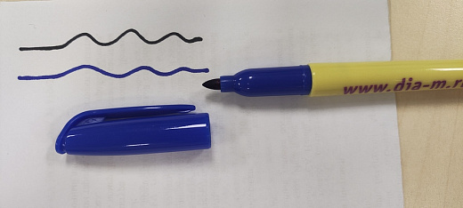 Маркер перманентный по стеклу и пластмассе, 2 мм, синий