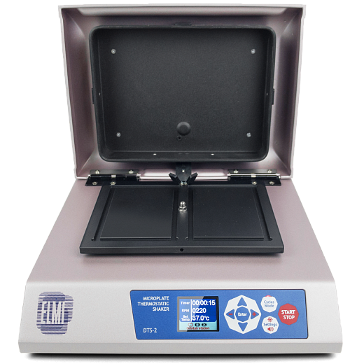 Шейкер-термостат для планшетов, амплитуда 1,5 мм, 100-1300 об/мин, 2 места, от комнатной +3 до 60°C, подогреваемая крышка, ST-3M, Elmi